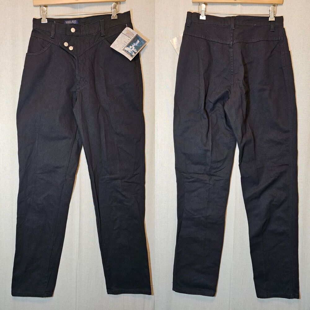 Sierra West Black Jeans Crossover Button Placket NWT Dead Stock Vintage Size 13